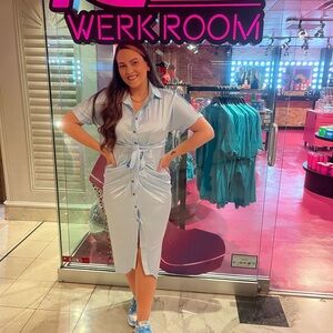 Sky Blue Rouching Dress